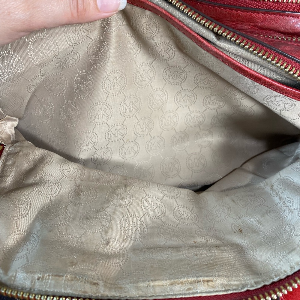 Michael Kors Alexis Medium Leather Satchel Caramel Red - Picture 13 of 14